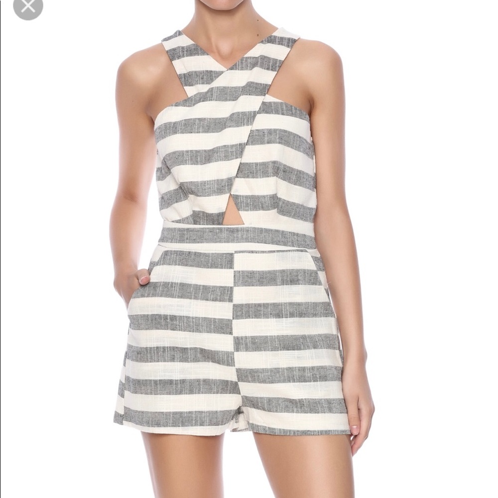 Grey and white cross romper